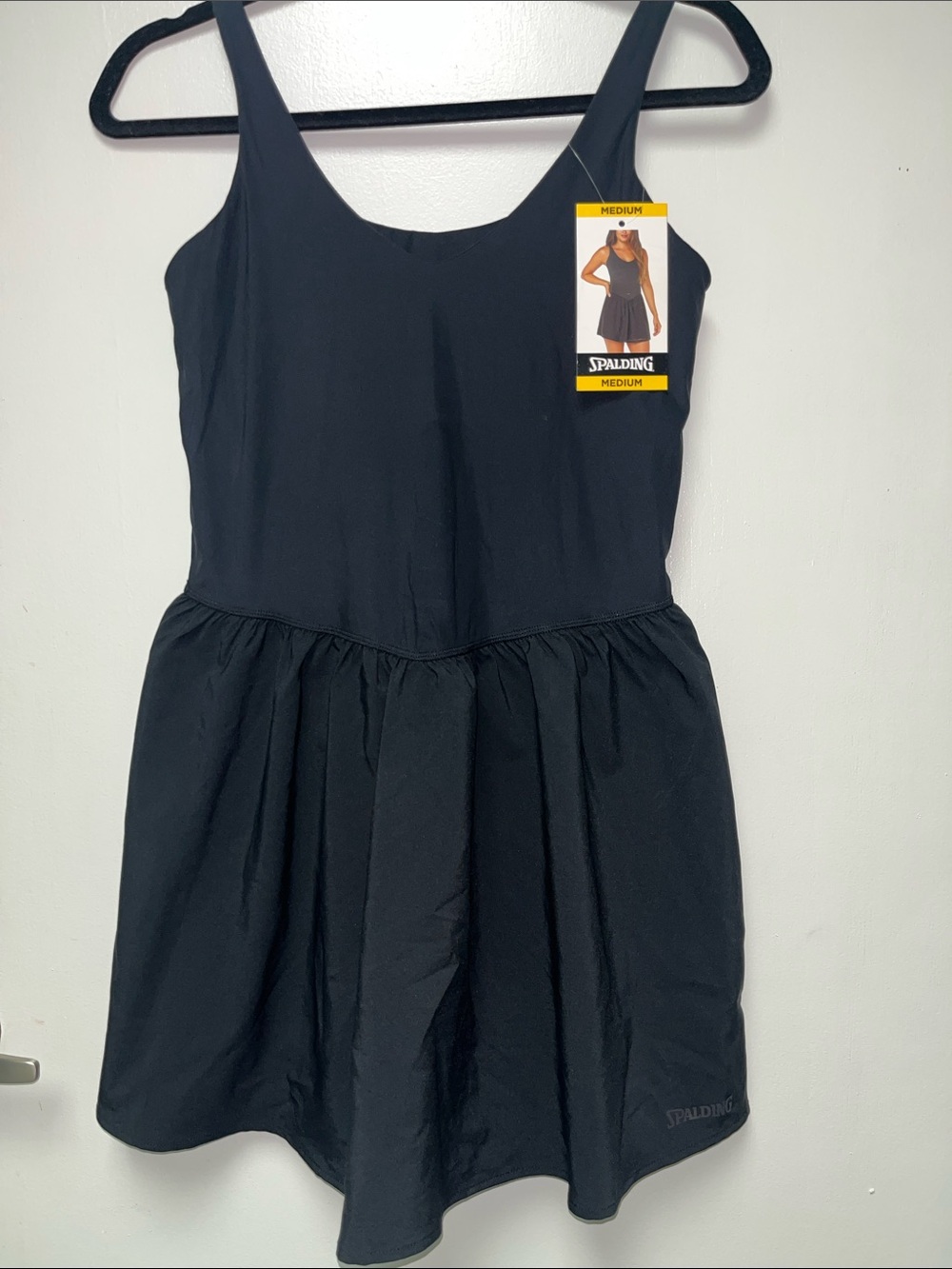 Spalding Black Sleeveless Athletic Dress w/Built-In shorts